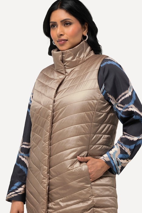 Steppweste, Stehkragen, Zipptaschen, Seiten-Druckknöpfe