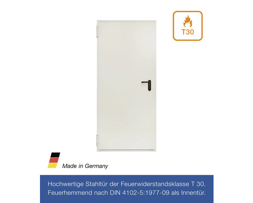 Hörmann brandwerende deur FH deurelement T30-H8-5 verzinkt (RAL 9002 grijswit) 875x2000 mm links/rechts incl. krukgarnituur