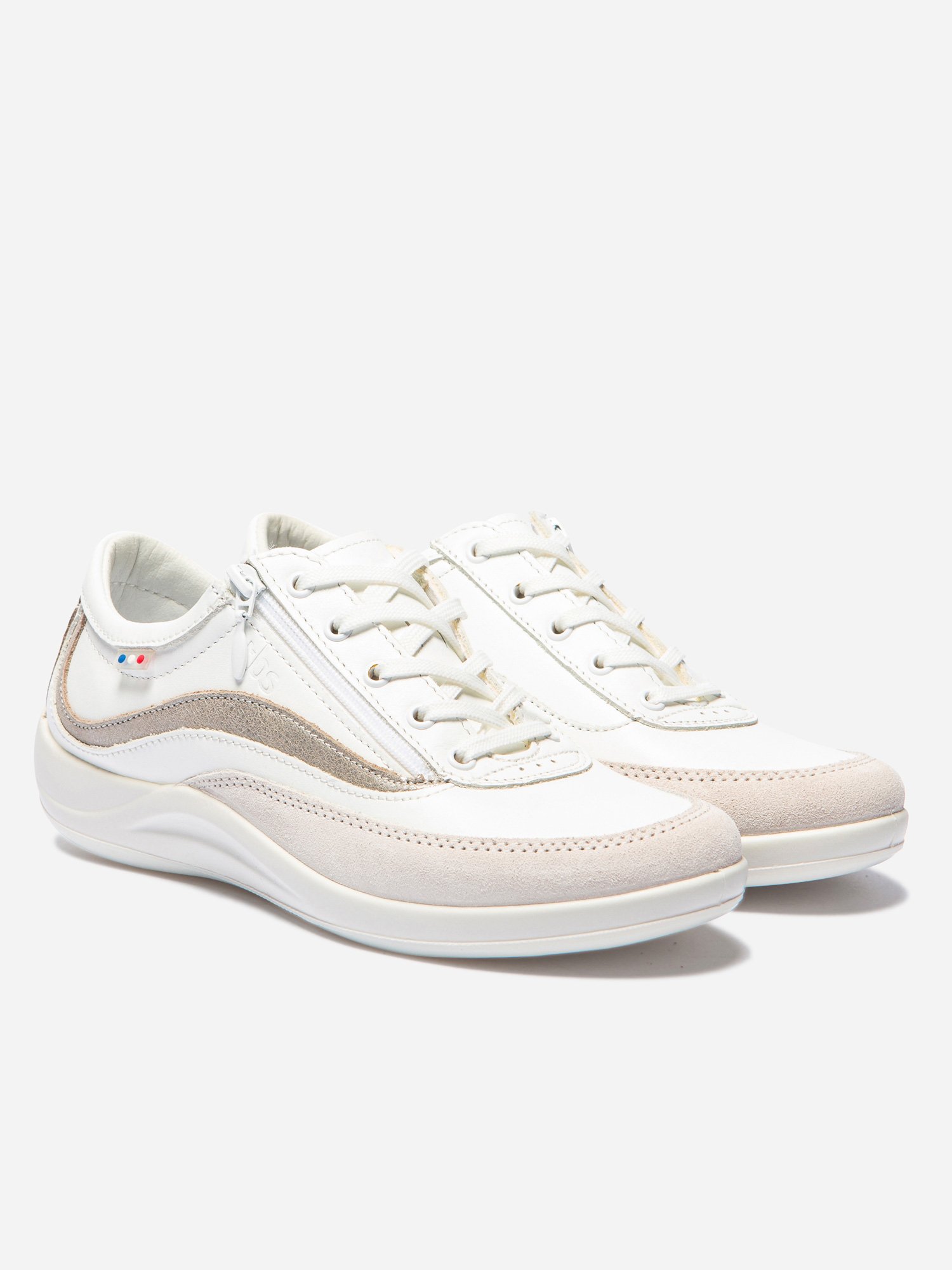 Baskets Femme Fabriquées en France Dessus Cuir Blanc