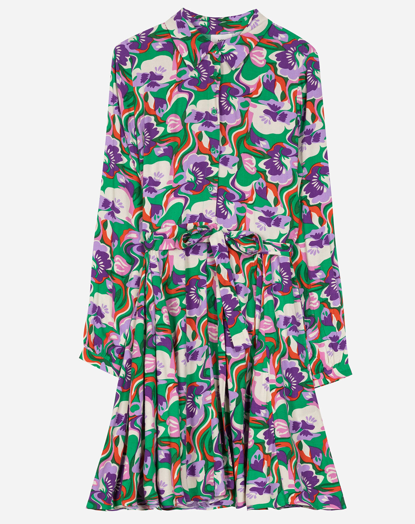 An'ge Robe chemise courte Thelma à motifs vert/multicolore