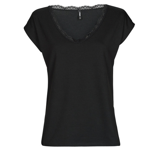 Only - ONLMOSTER S/S LACE V-NECK TOP CS JRS - Noir
