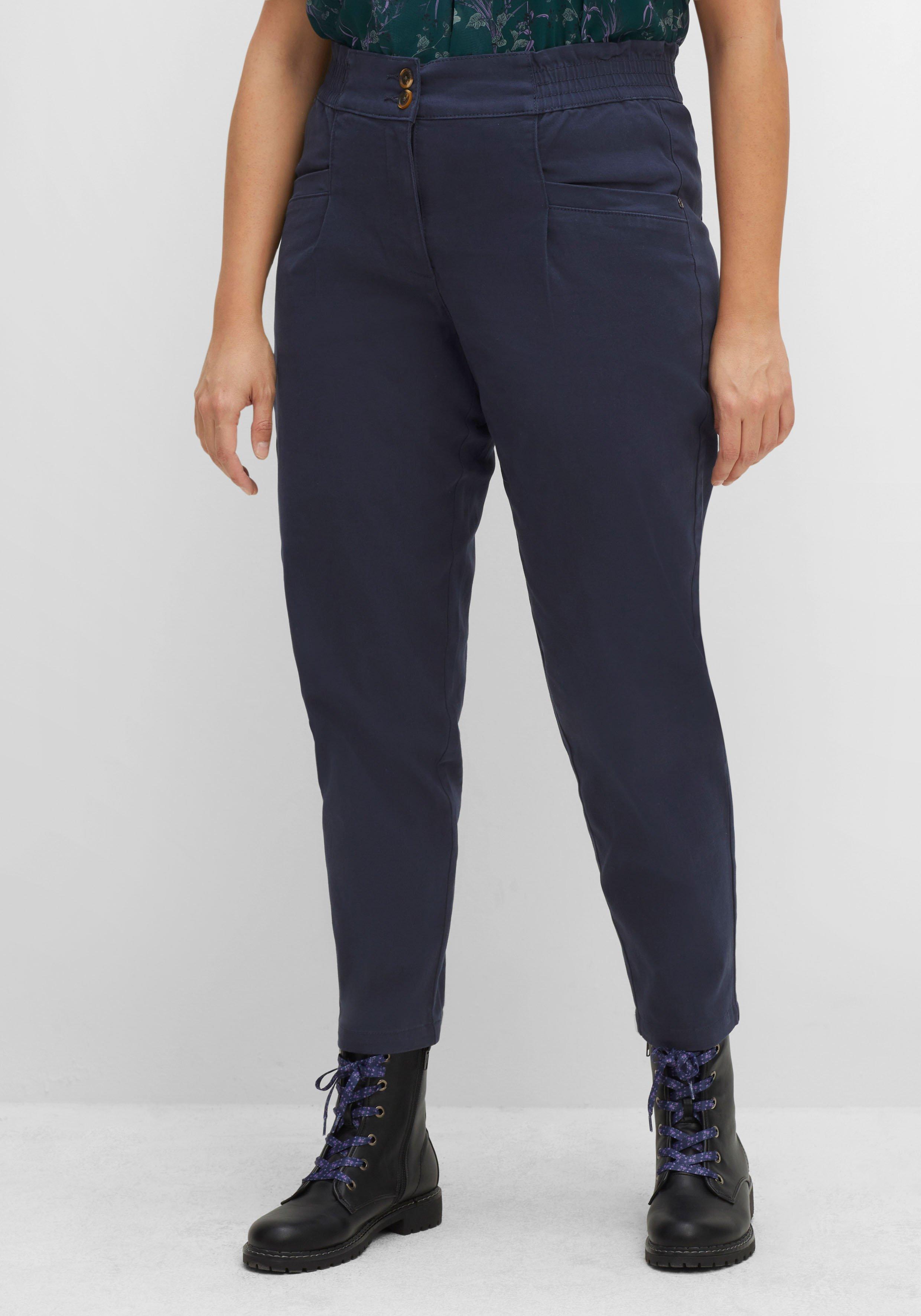 Chinohose aus Twill, mit High-Waist-Bund