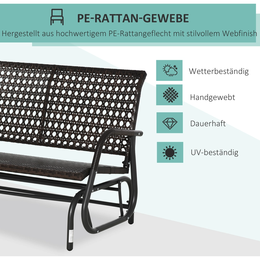 Outsunny Schaukelbank mit 2-in-1-Design braun