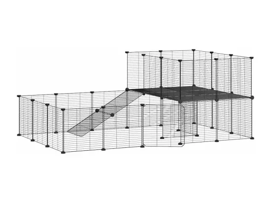 Cage animaux de compagnie à 36 panneaux et porte Noir 35x35 cm