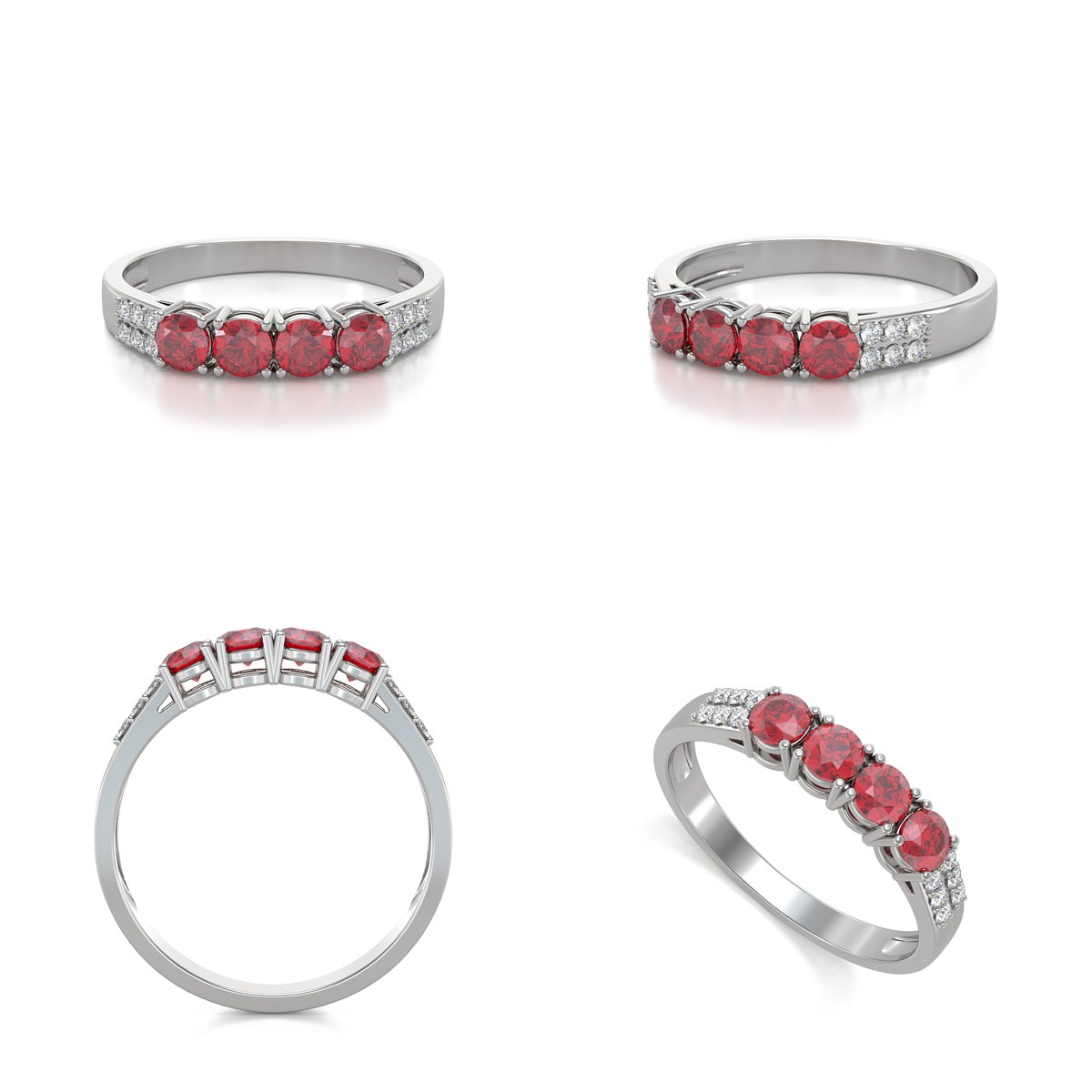 Bague Rubis et diamants sur Argent 925 2.382grs