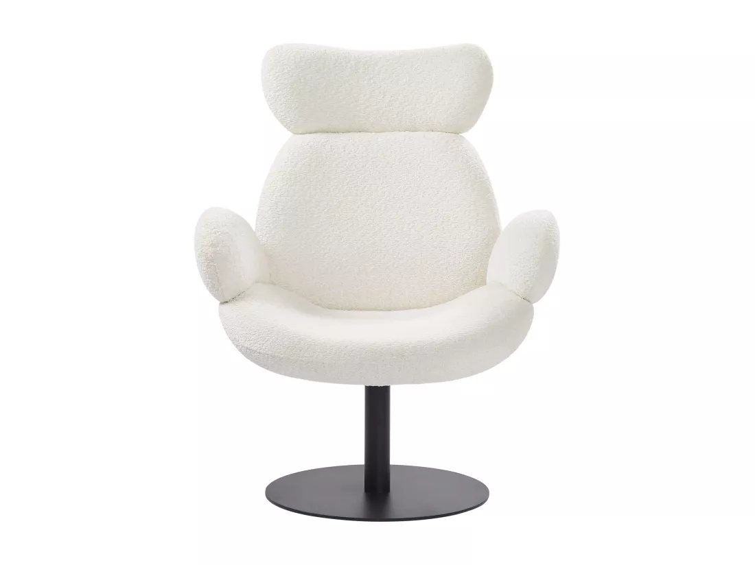 Fauteuil pivotant en tissu bouclette blanc ATORCO