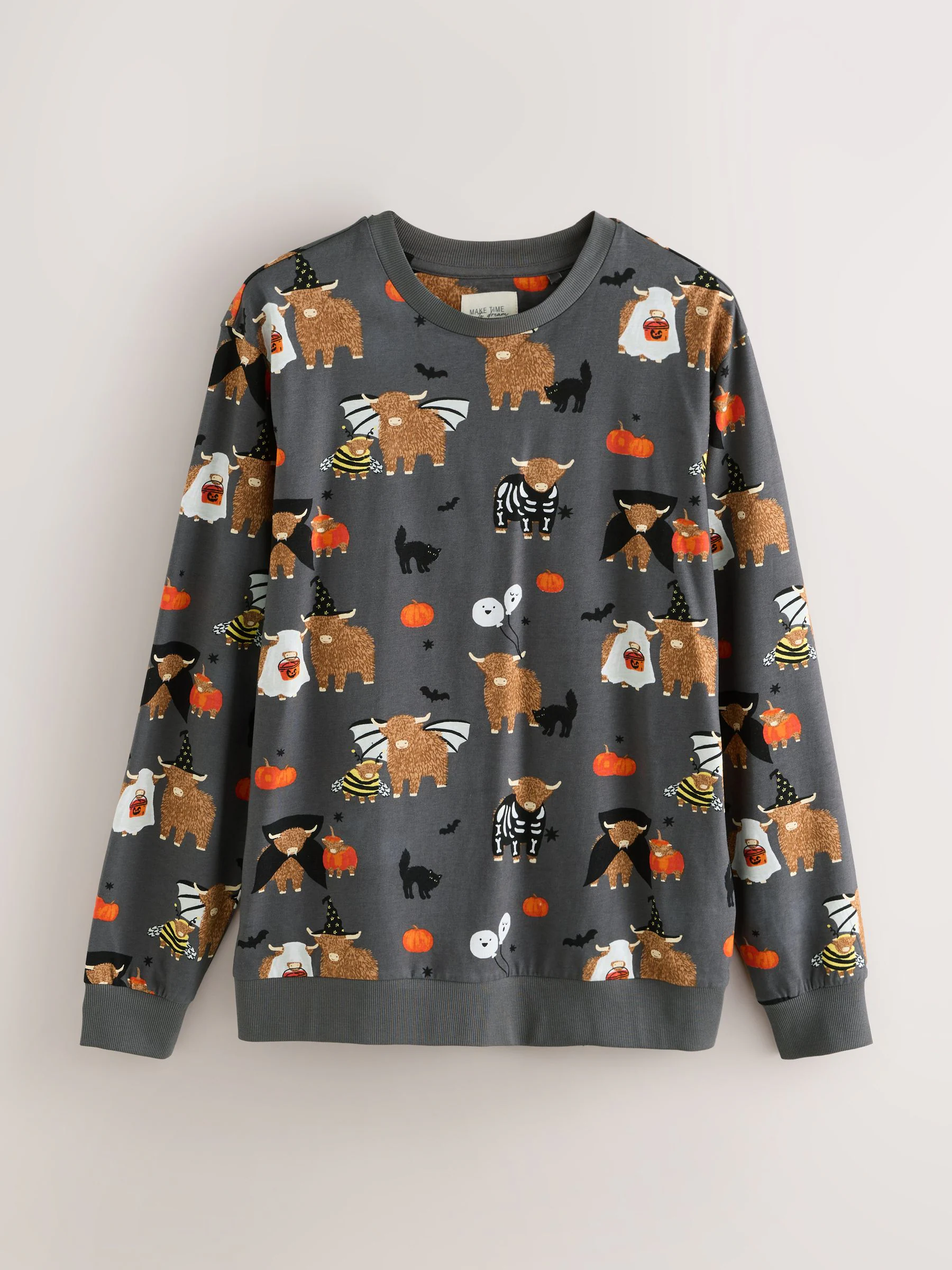 Donkergrijs - Antracietgrijze Halloween Hamish-pyjama met lange mouwen