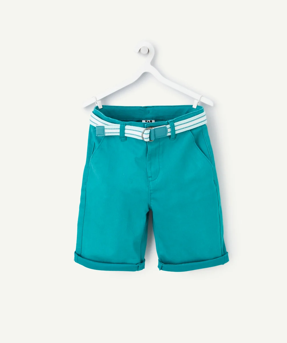 BERMUDA GARÇON BLEU CANARD AVEC CEINTURE BLEU MANTHE