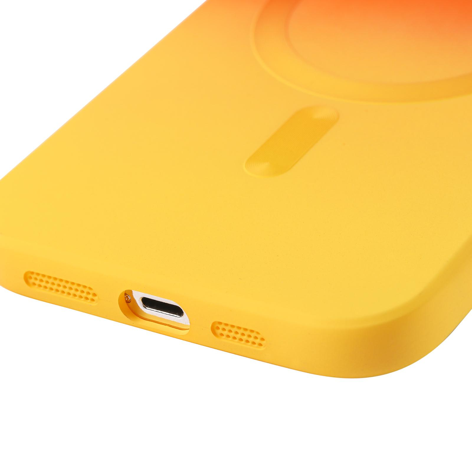 iPhone 14 Pro Max MagSafe Gummi Case Hülle Kameraglasschutz mit Farbverlauf - Orange / Gelb