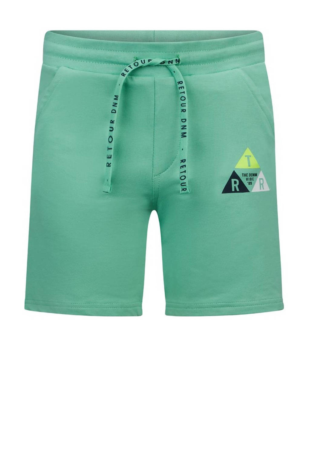 Retour Jeans sweatshort Leandro met printopdruk mintgroen