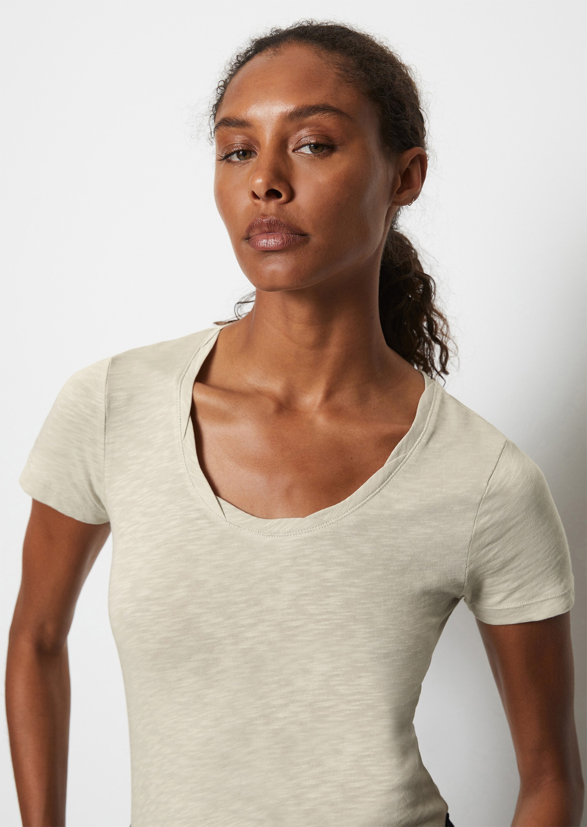 T-Shirt regularaus Slub-Jersey