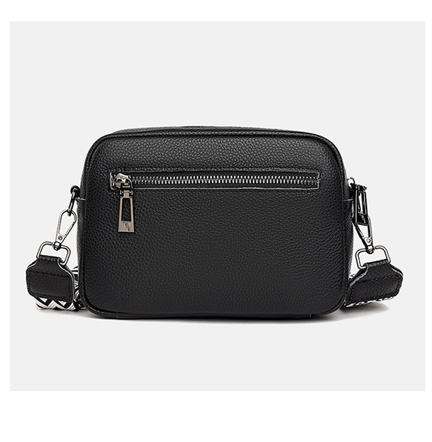 (21x15cm) Echtleder Schultertasche Fashion Crossbody Bag Umhängetasche - Schwarz