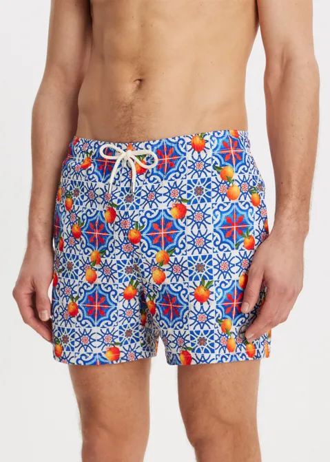 Zwembroek met print orange blauw (BLW.K)