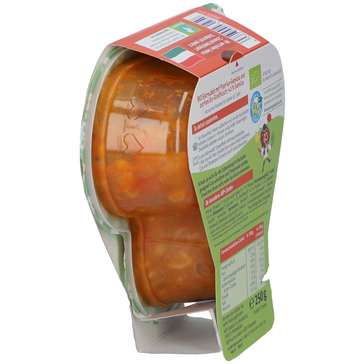 HiPP Eiernudeln mit Paprika-Gemüse und zartem Bio-Rindfleisch