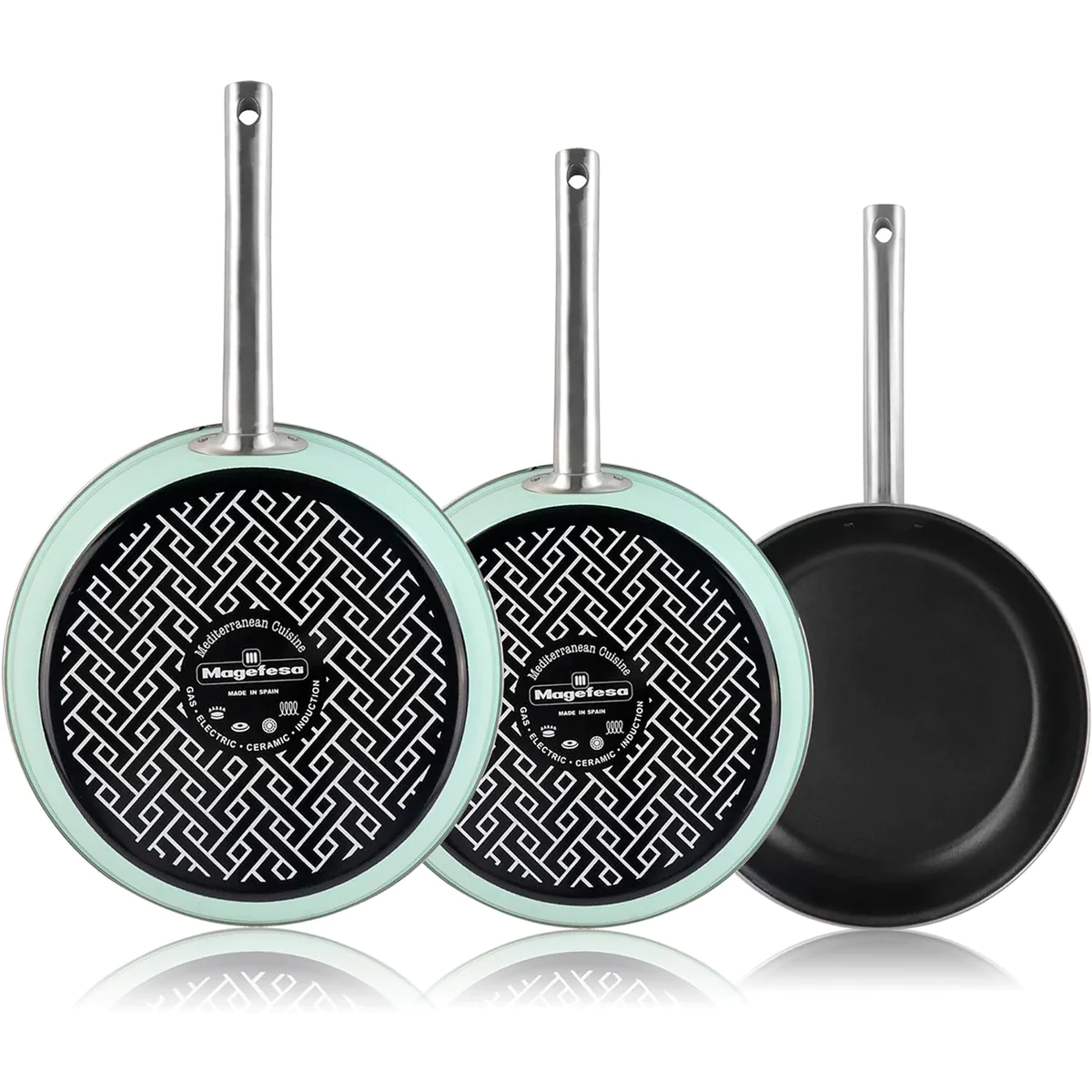 Magefesa Lot de 3 Poêles Induction 22-26-30 cm, Revêtement Antiadhésif