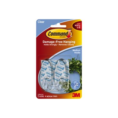 Command Medium - 2 crochets autocollants ovales + 4 languettes transparentes