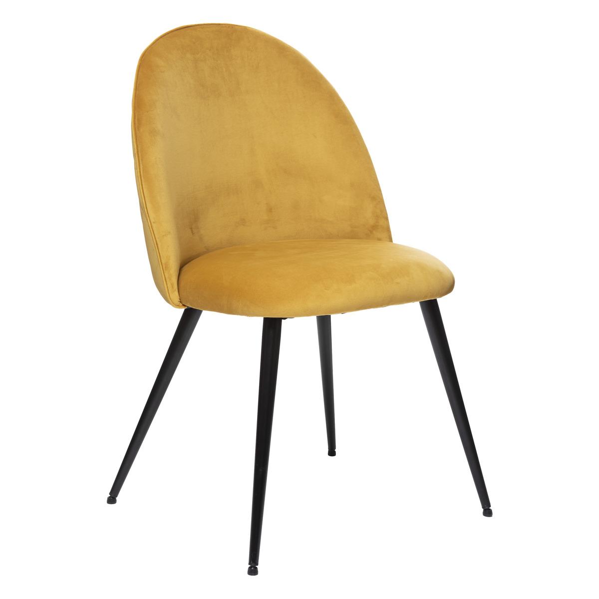 CHAISE PIED NOIR VELOURS SLANO OCRE