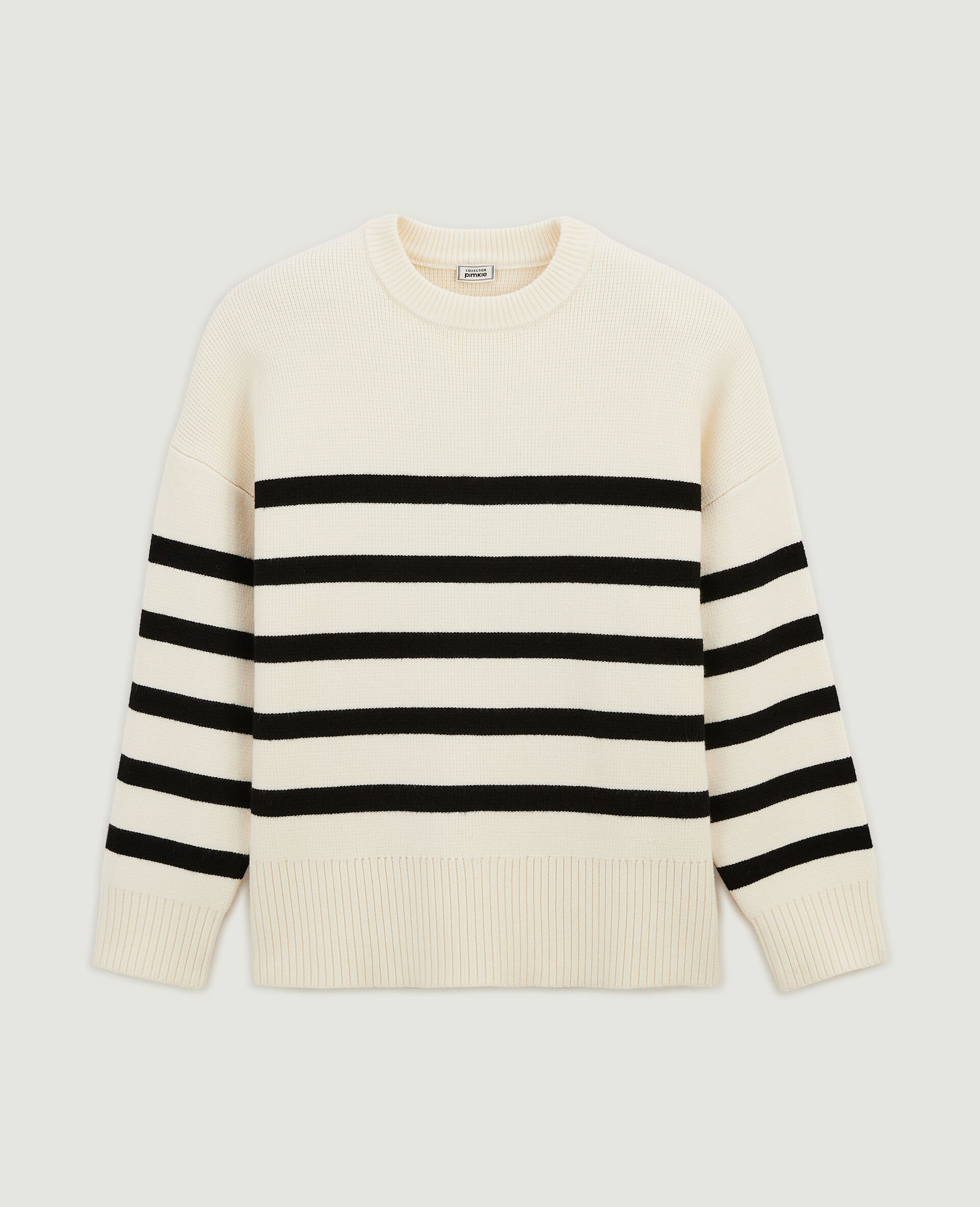 Pull rayé en maille épaisse - Blanc