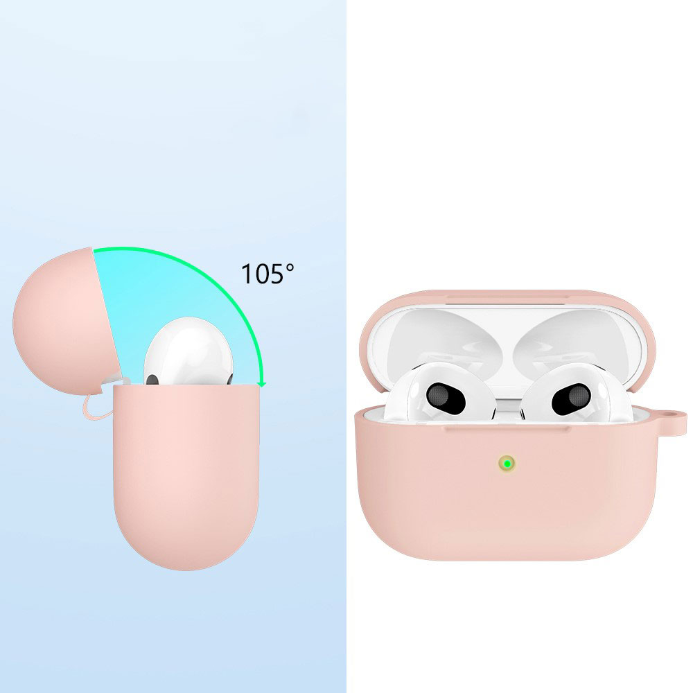 AirPods (3. Generation) Silikon Schutzhülle Abdeckung mit Karabinerhaken - Rosa