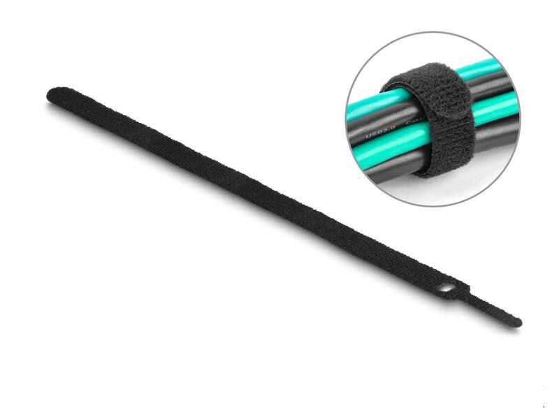 Delock Klettkabelbinder Schwarz 250 mm x 12 mm, 10 Stück Delock Klett-Kabelbinder L 250 x B 12 mm schwarz 10 Stück