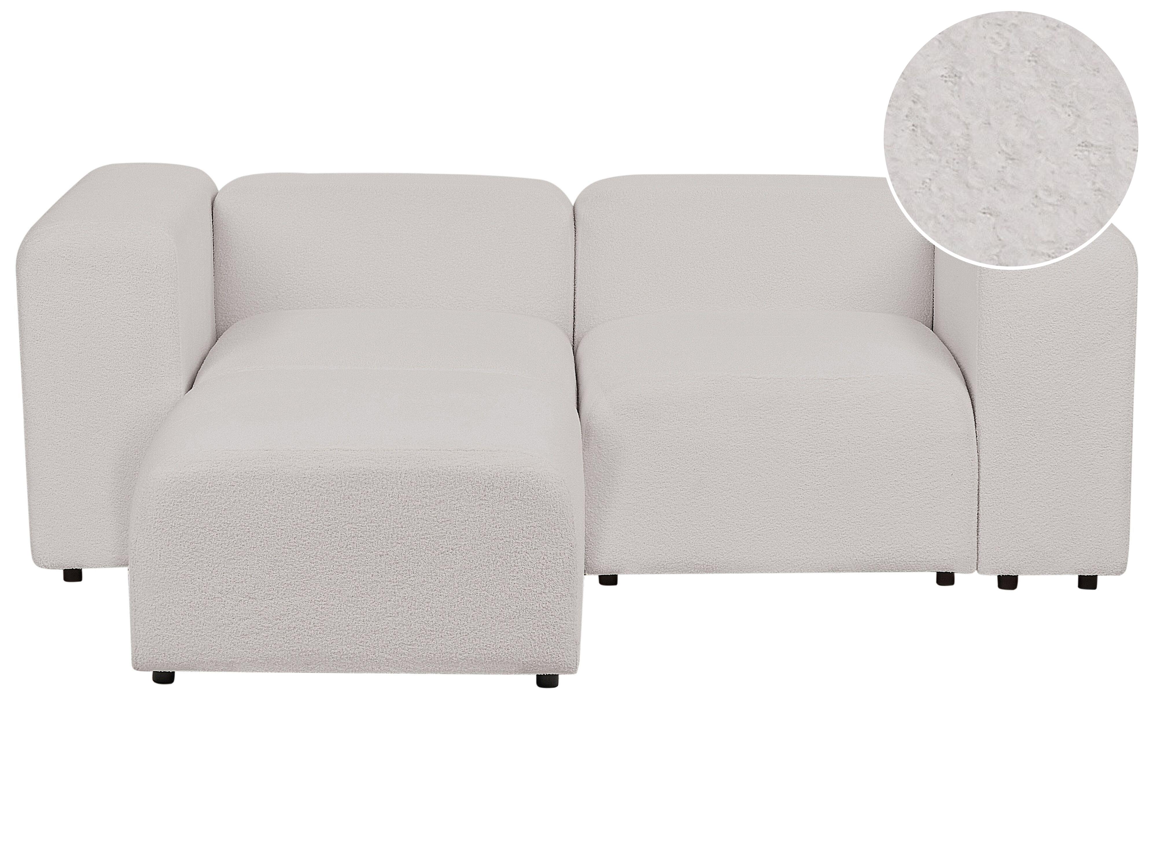Modulaire bank 2-zits FALSTERBO Bouclé Lichtgrijs met ottomaan