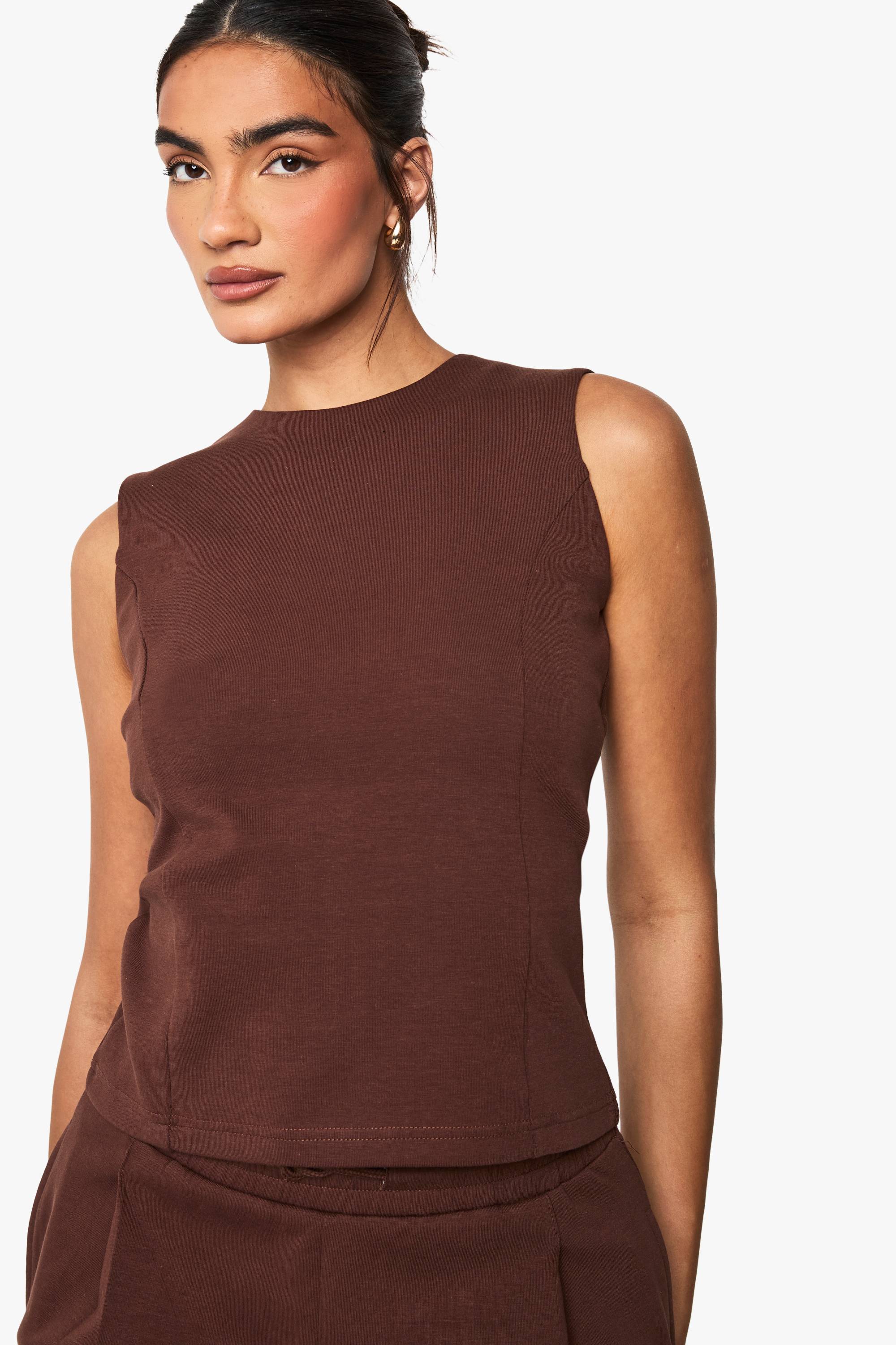 boohoo Interlock Cinched Peplum Top
