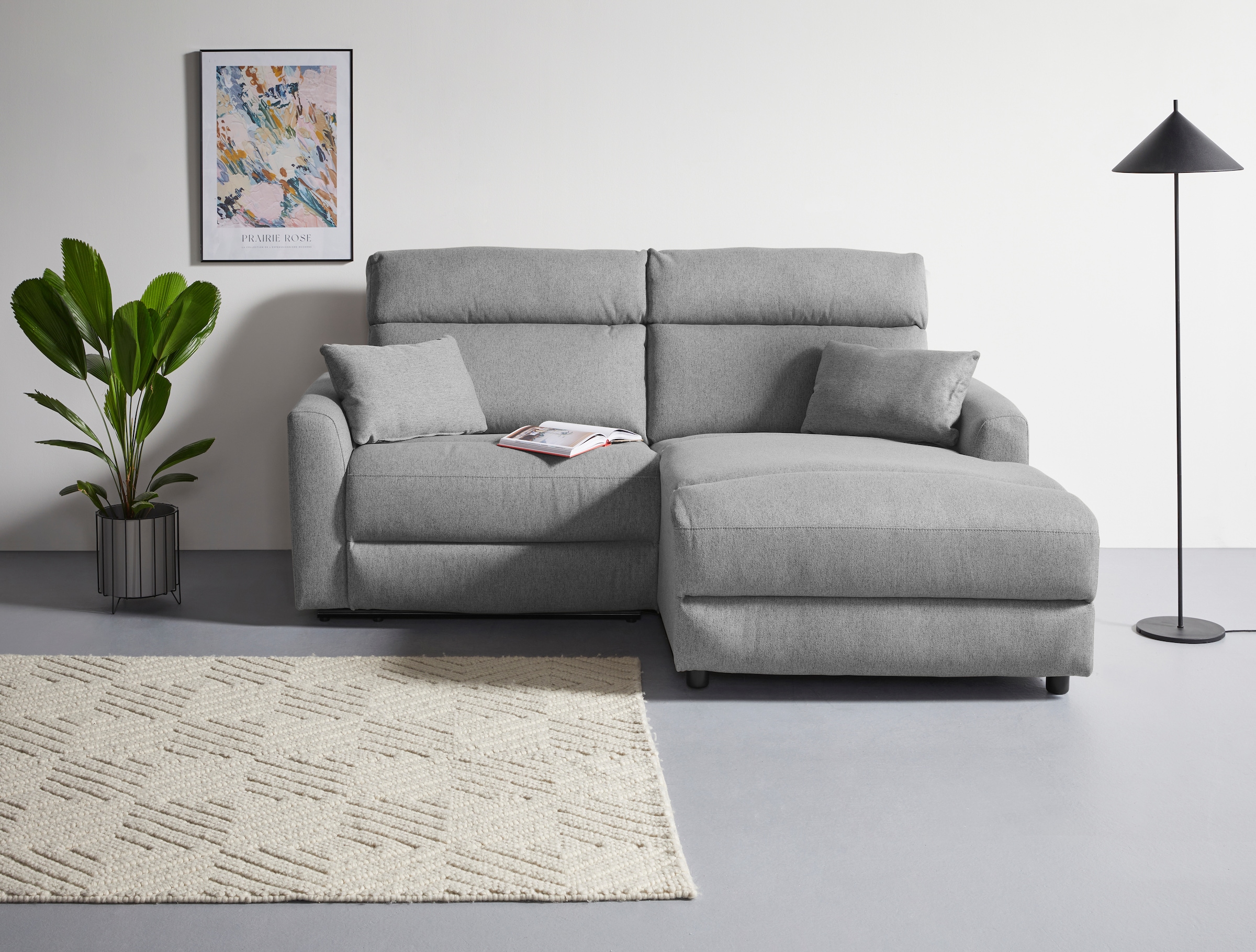 GOODproduct Ecksofa »JENNA, L-Form,  209cm, manuelle u. elektrische Funktion, mit USB A/C,« Liegefunktion 105°-150°, Federkern, Struktur fein
