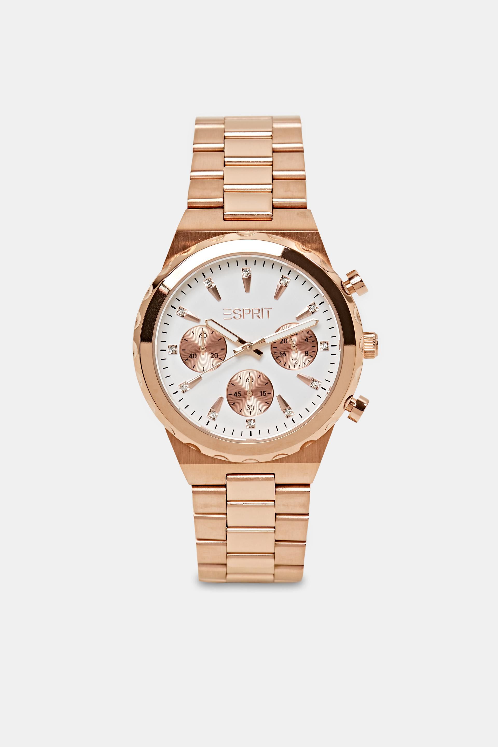 Chronographe en acier inoxydable à bracelet à maillons