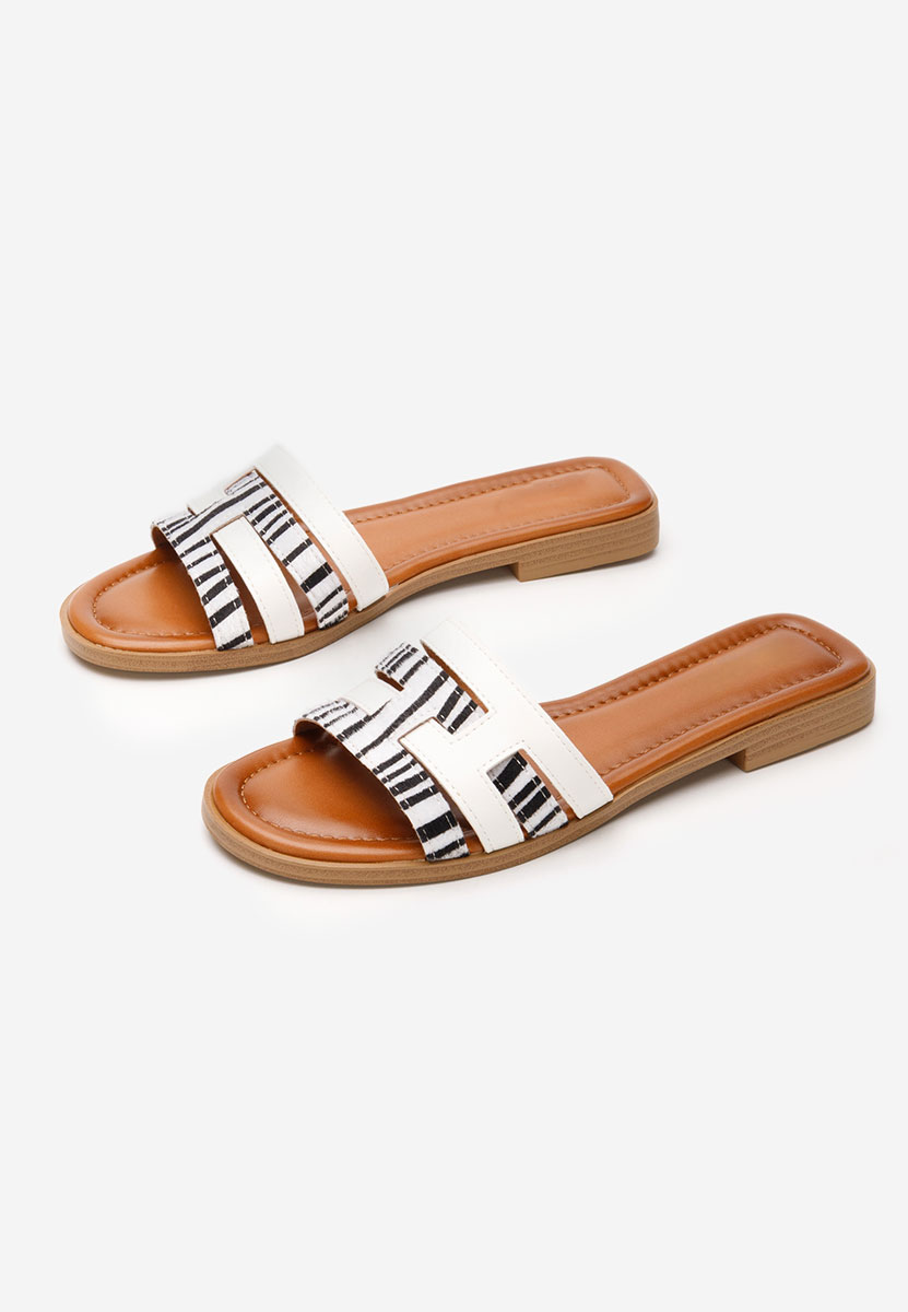 Mules plates femme blancs Delfyna