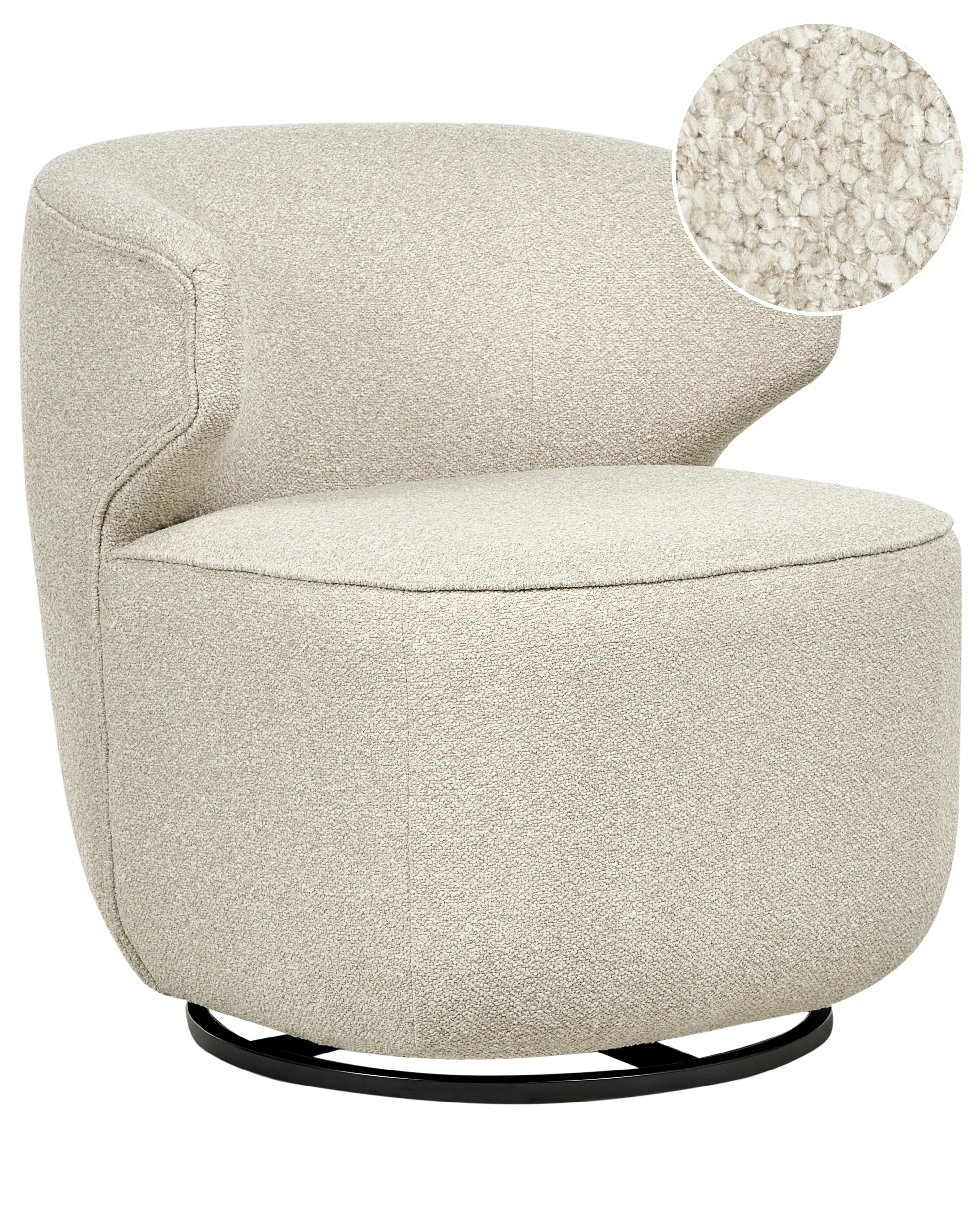Draaifauteuil MOLLEBY Bouclé Lichtbeige
