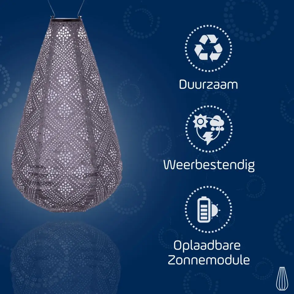LUMIZ Solar Lampion Topaze Drop - 28 cm - Lichtpaars