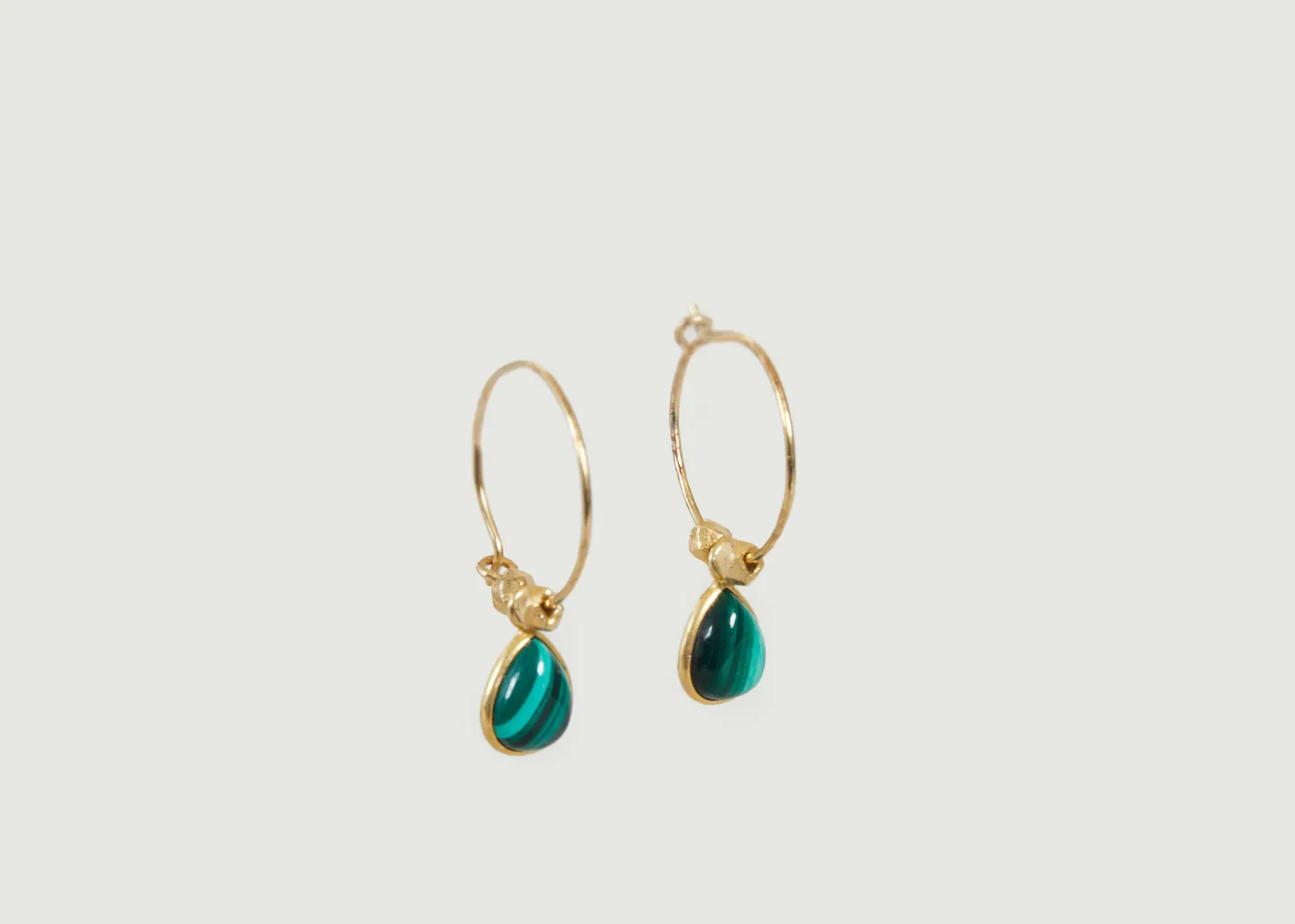 Boucles d'oreilles créoles avec malachite Mini Bindi Wildstone Paris