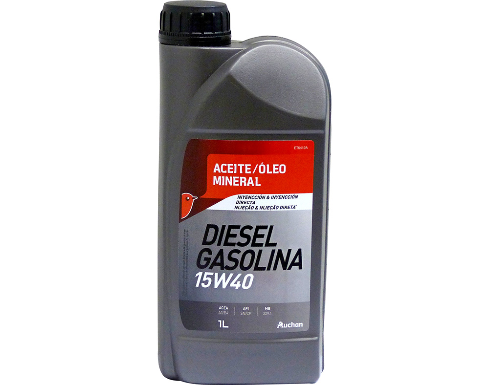 LUBRIFICANTE AUCHAN MINERAL 15W40 GASOLINA/DIESEL 1L