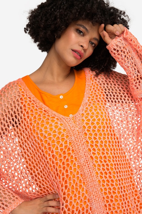 Pullover, oversized, Häkeloptik, Langarm