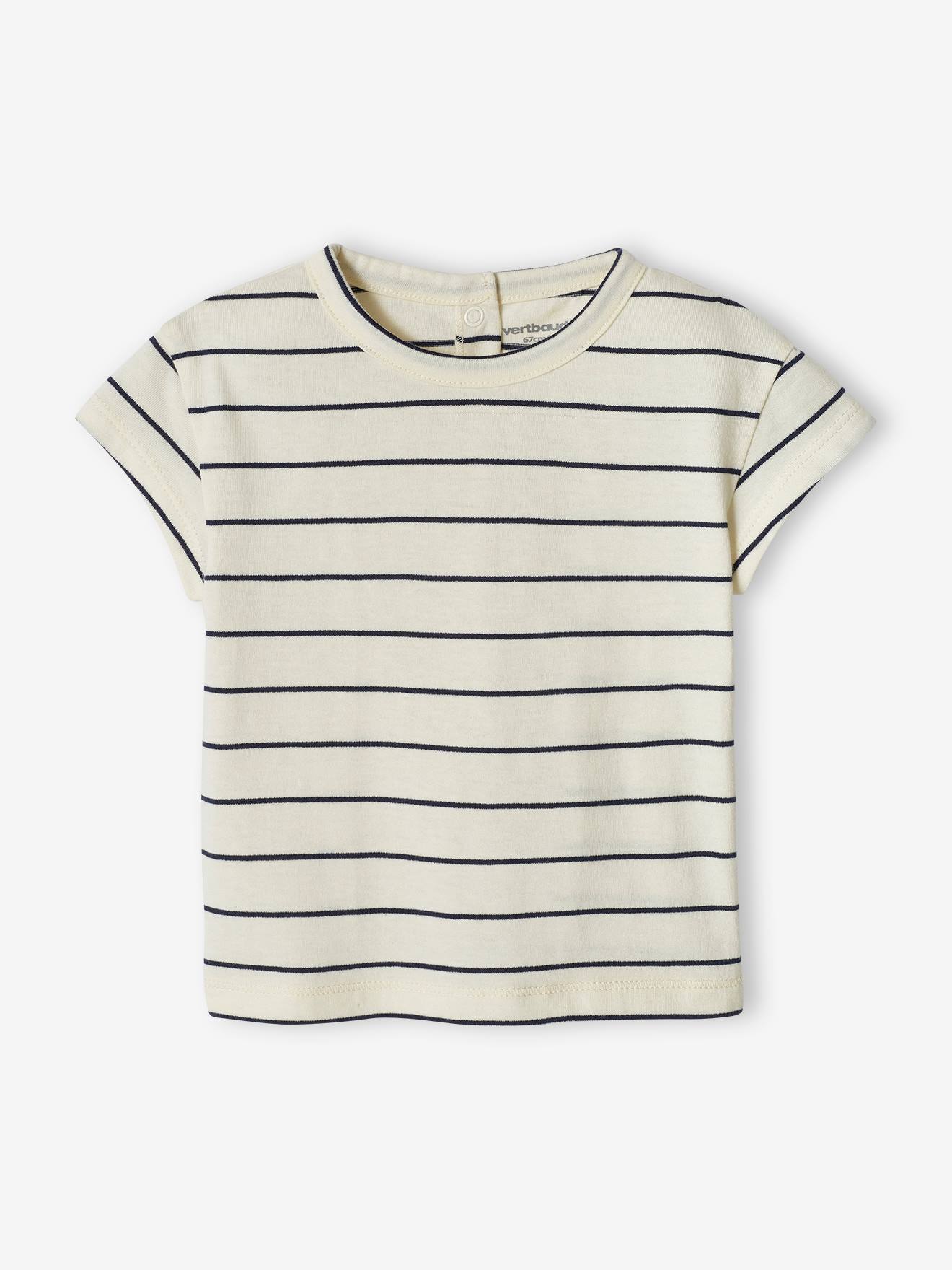 Conjunto de 2 camisetas básicas de manga curta para bebês na cor natural.