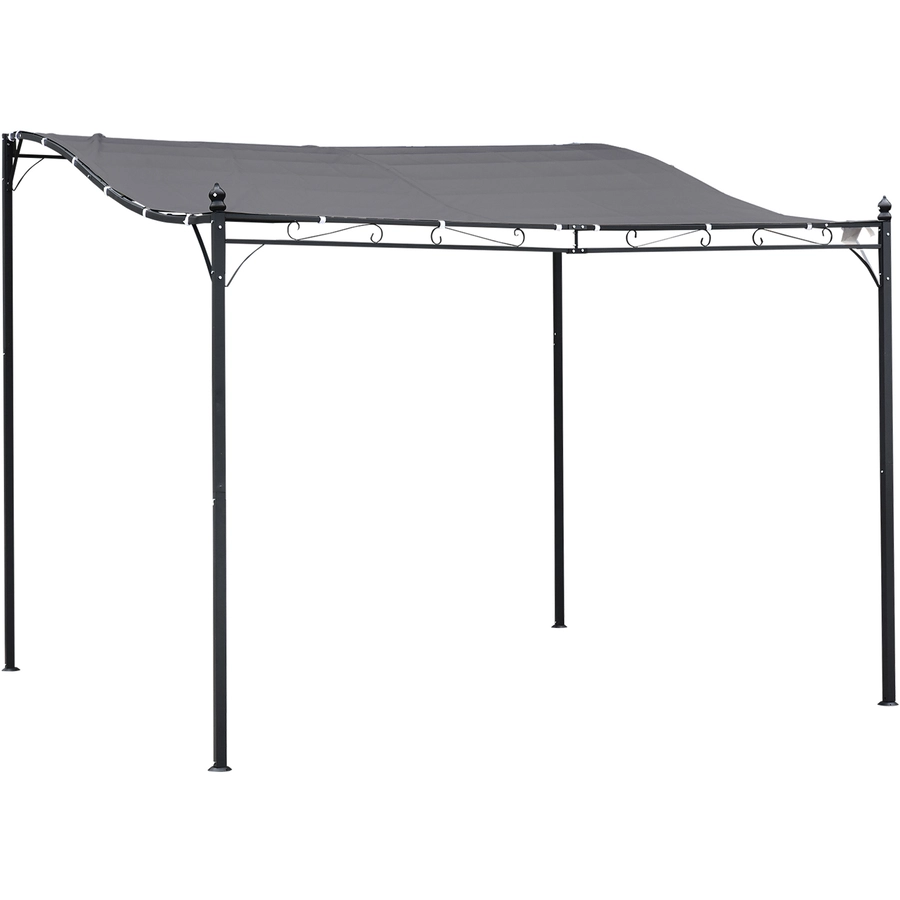 Outsunny Gartenpavillon mit geschwungenem Dach grau, schwarz