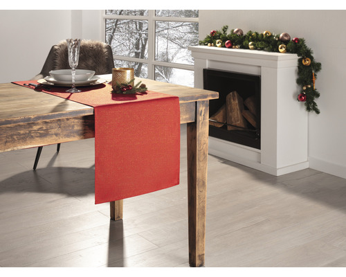 Kersttafelloper, effen rood, 40 x 150 cm