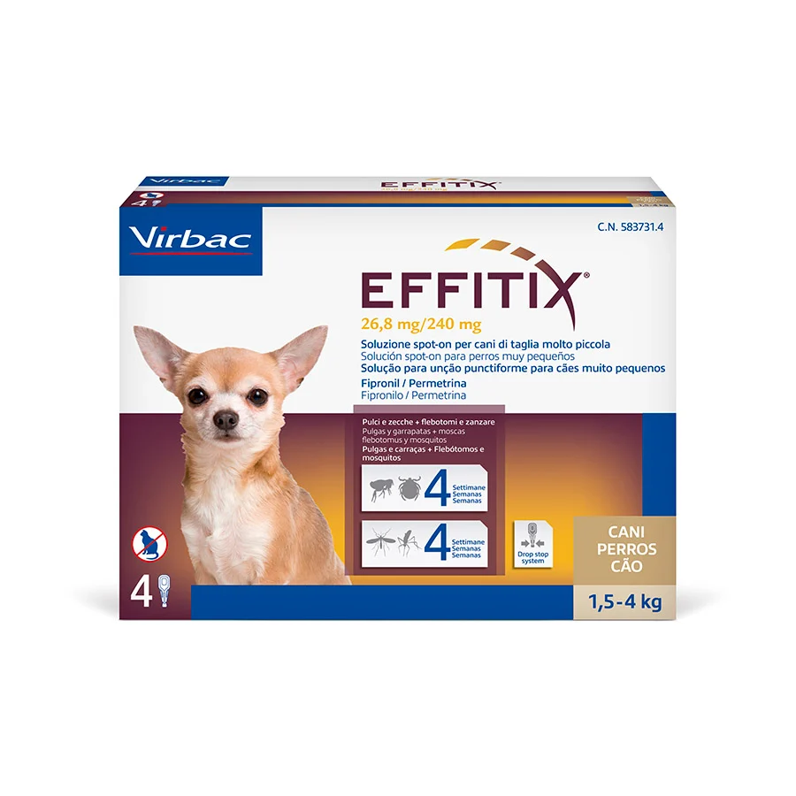 Pipetas antiparasitárias Effitix para cães