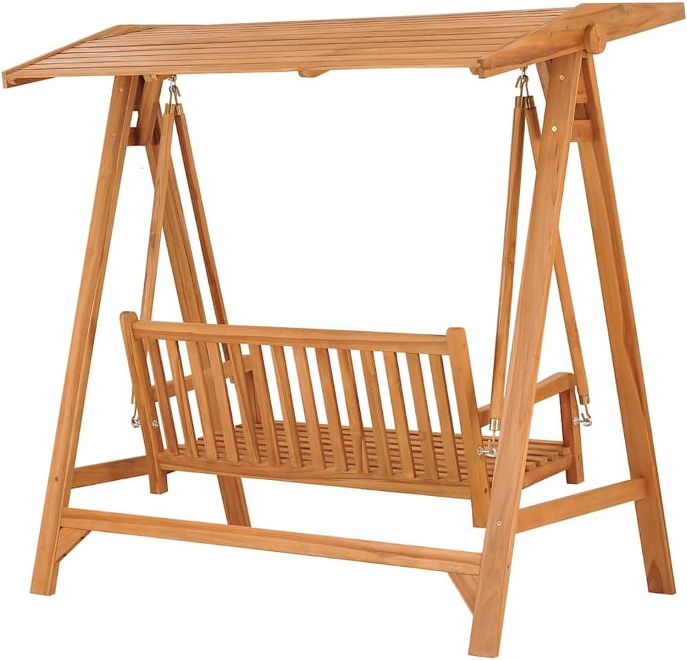 vidaXL Teak Massiv Hollywoodschaukel Gartenschaukel Schaukelbank Hängeschaukel Schaukel Bank Gartenbank Gartenmöbel Hängebank 174cm