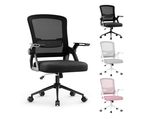 RATTANTREE - Fauteuil de bureau Chaise de bureau pivotante accoudoirs rabattables noire