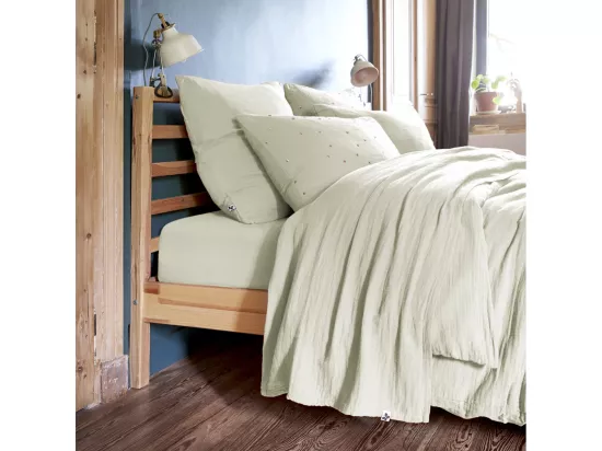 OUREA - Drap Plat 270x300cm Gaze de Coton Vert d'Eau