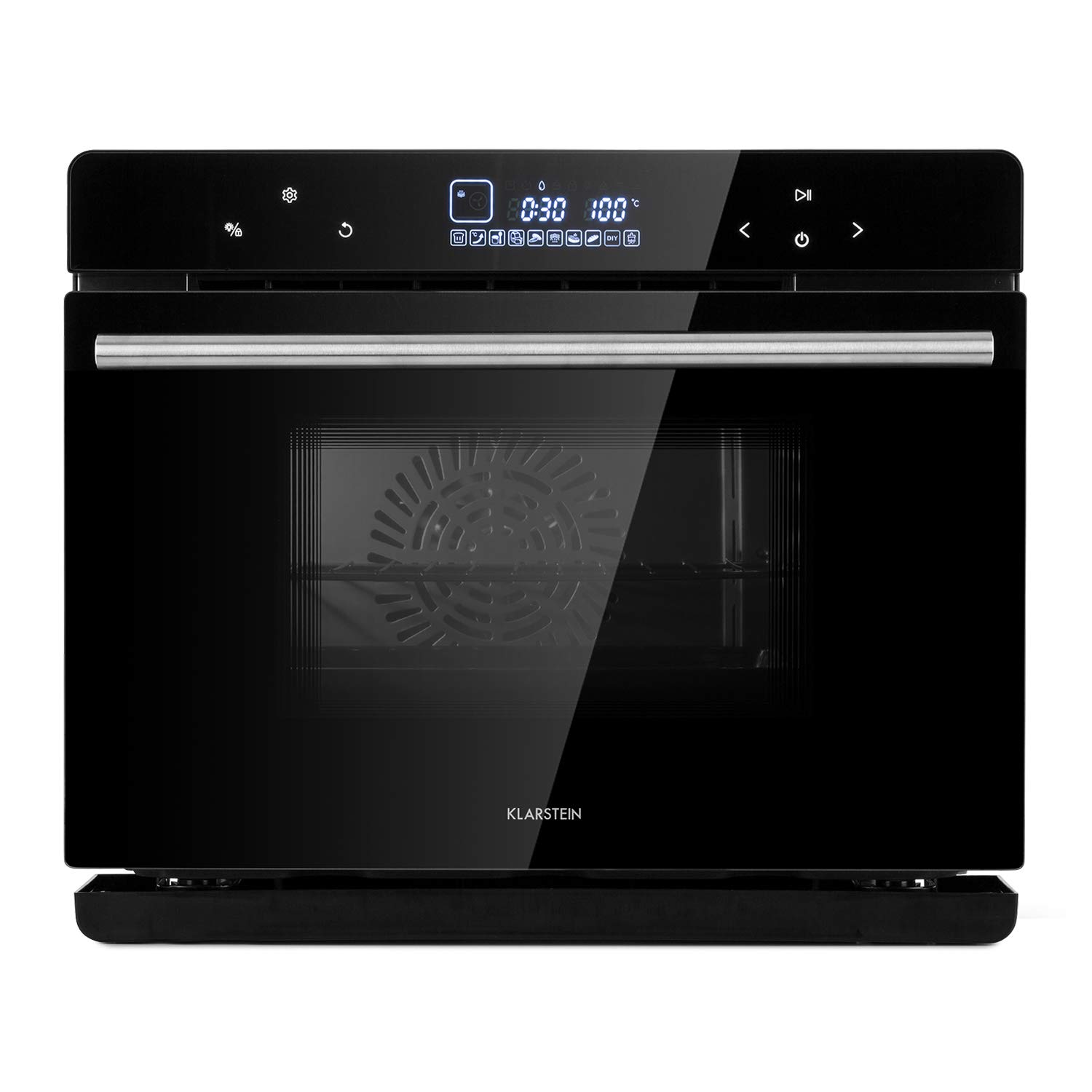 Klarstein MasterFresh Dampfbackofen - Stand-Dampfgarer, 24 Liter, 230 °C, 1,4 Liter Wassertank, Dampfgaren: 1100W, Backofen: 1900W, TouchControl, 12h-Timer, 9 Programme, freistehend, schwarz