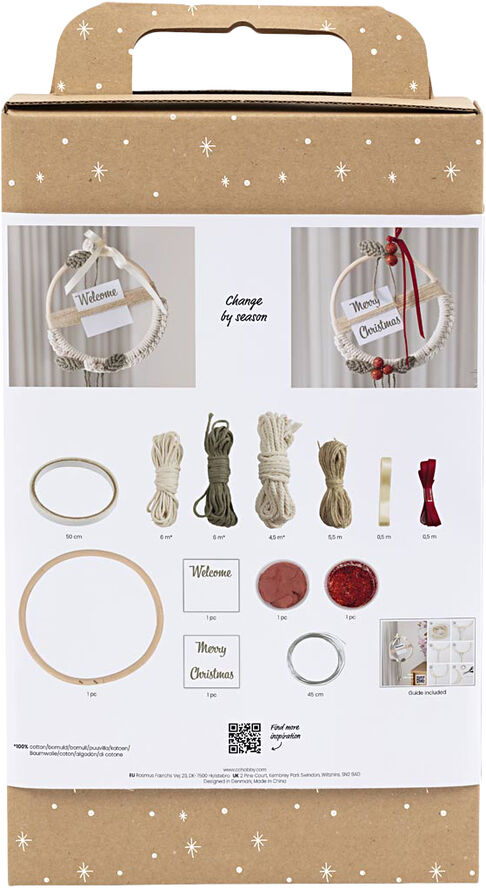 Creativ Company DIY Kit Macramé, Julekrans, mos grøn