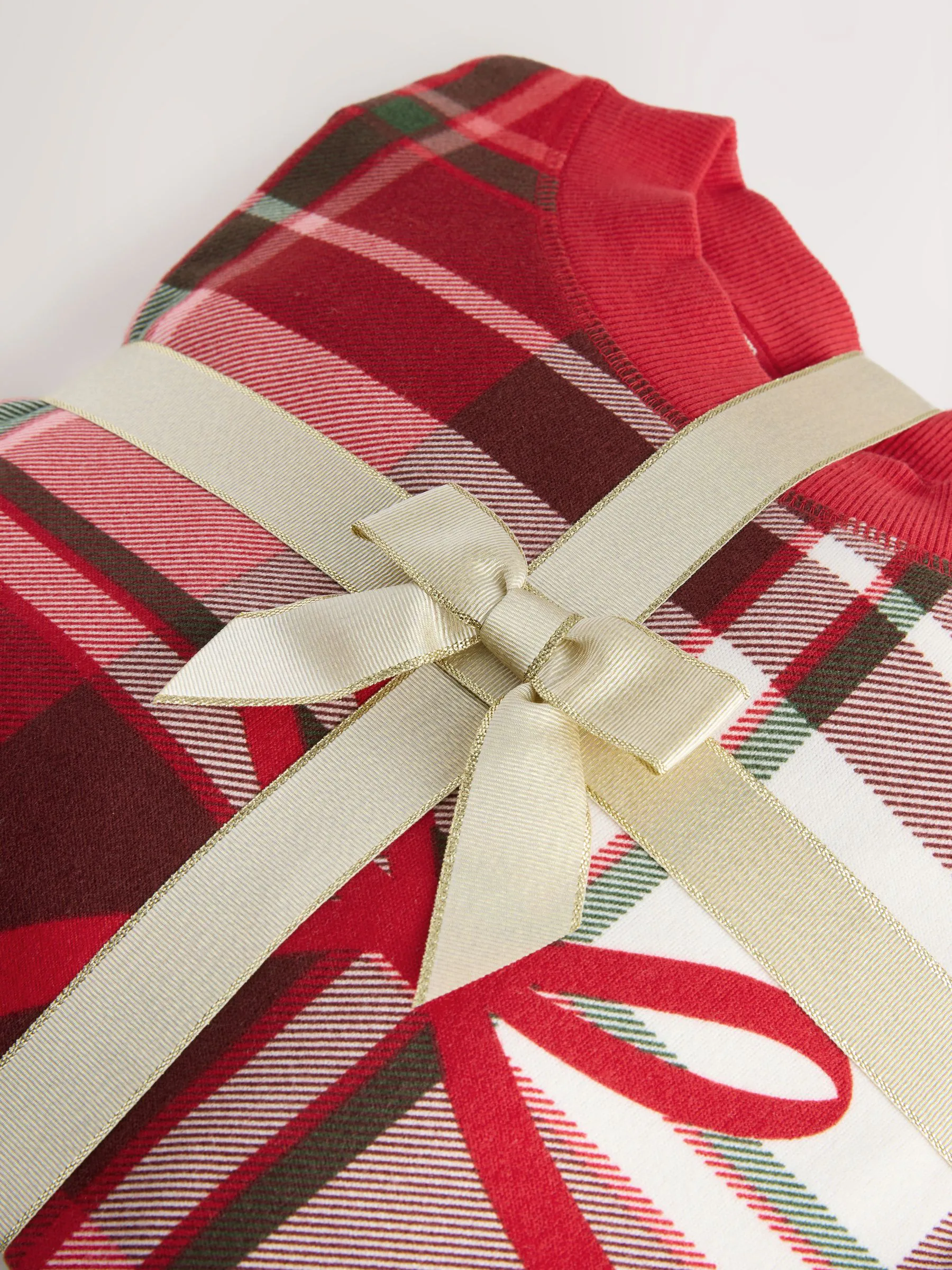 Rode ruit strik - Behaaglijke pyjama met lange mouwen