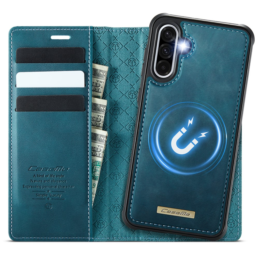 Samsung Galaxy A56 2in1 Leder Tasche   Magnet Hardcase Karten Etui MagSafe-Modul (RFID Schutz) - Blau