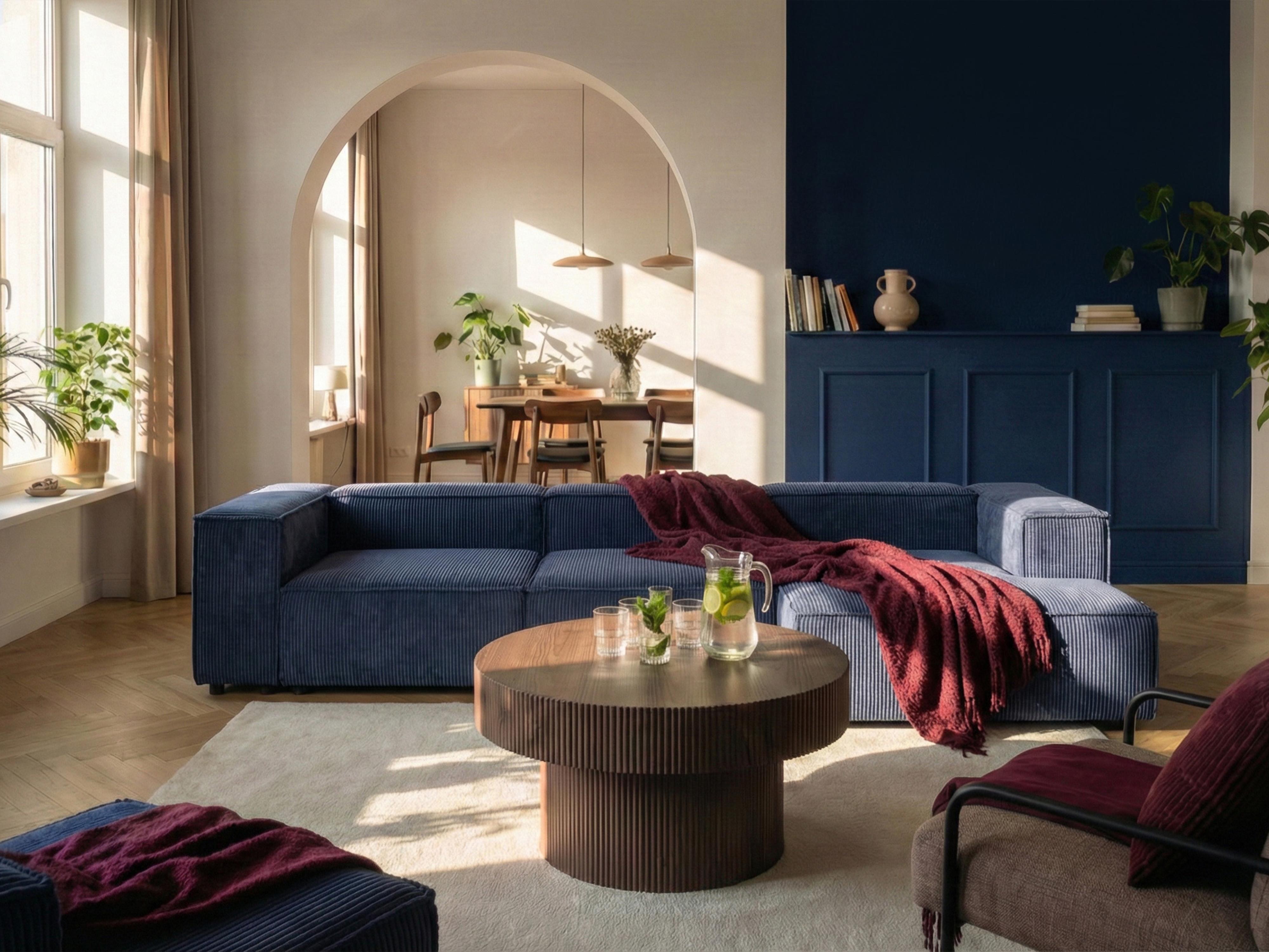 Modulaire hoekbank 4-zits ARDAL Corduroy Donkerblauw linkszijdig