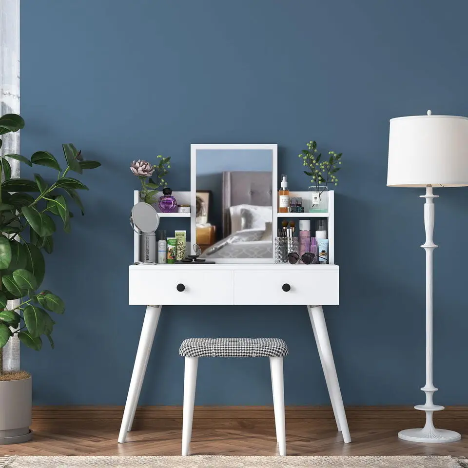 Make-up Tafel Wit - 112cm - Incl. Kruk - Bulon