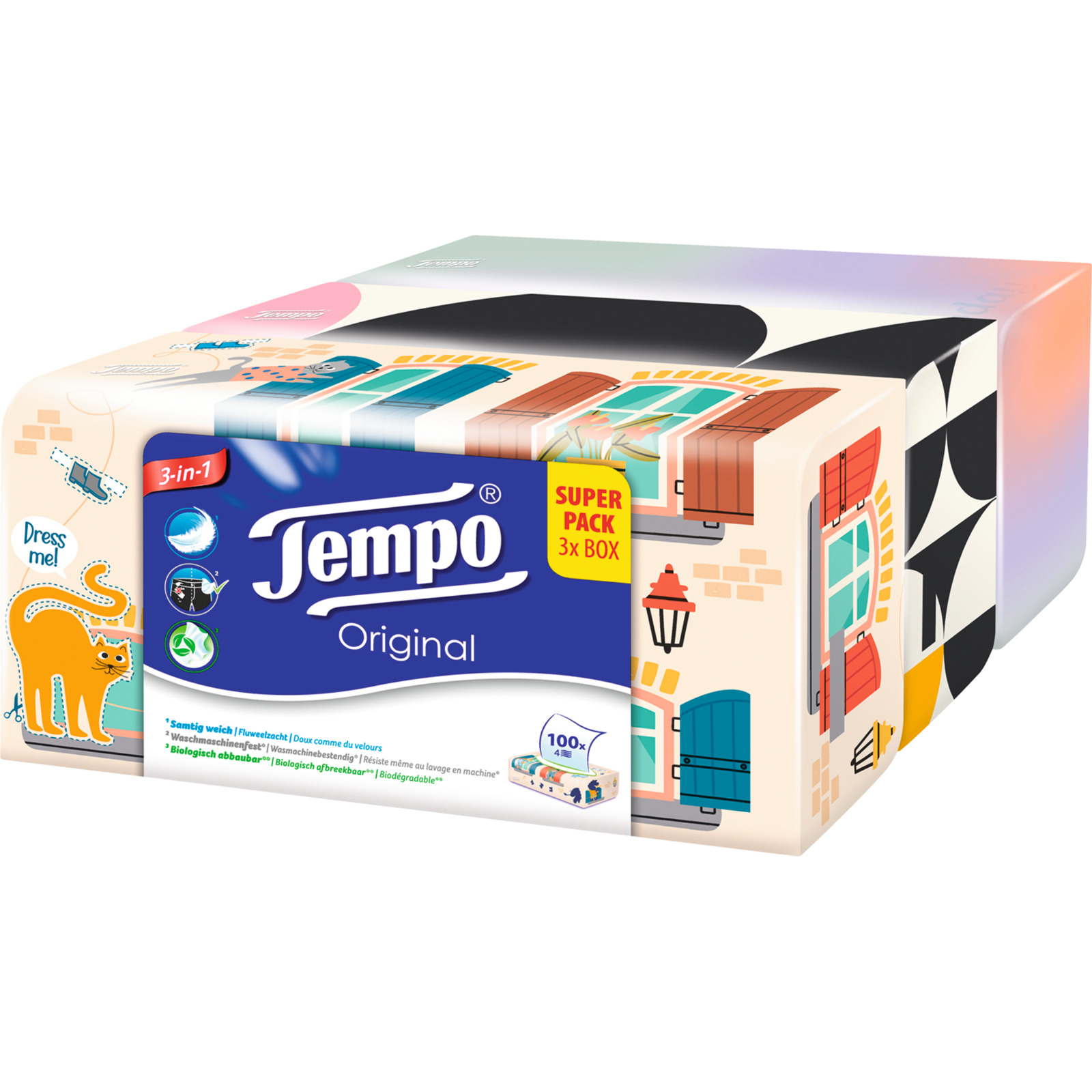 Tempo Taschentücher Box Trio 3 x 100 Stück