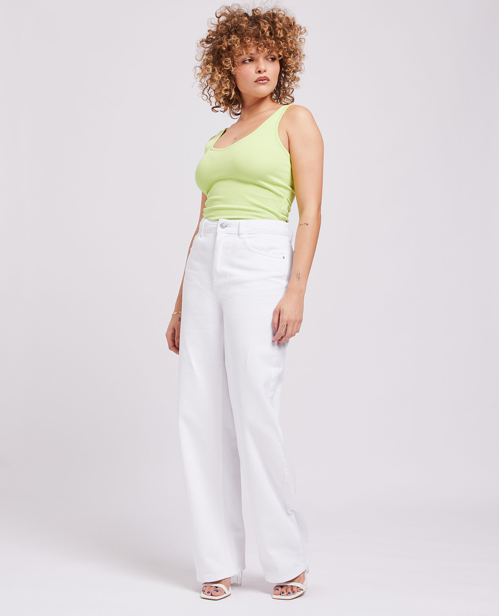 Jean large uni - Blanc