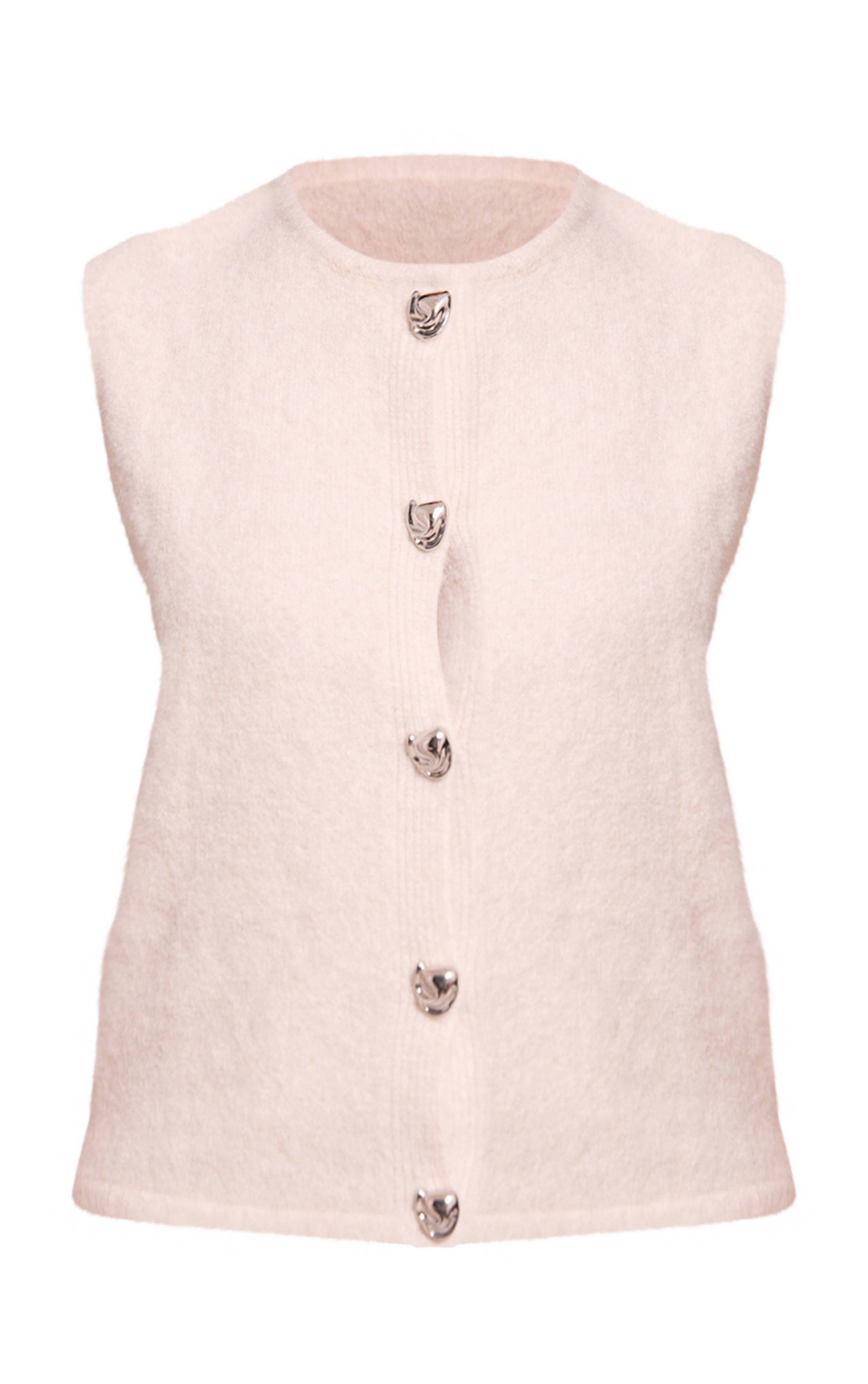 Crème Gilet Tricoté Boutonné Petite Taille